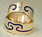 treble clef ring with colored inlay
