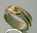 rose gold overlay spoon design on white gold ring